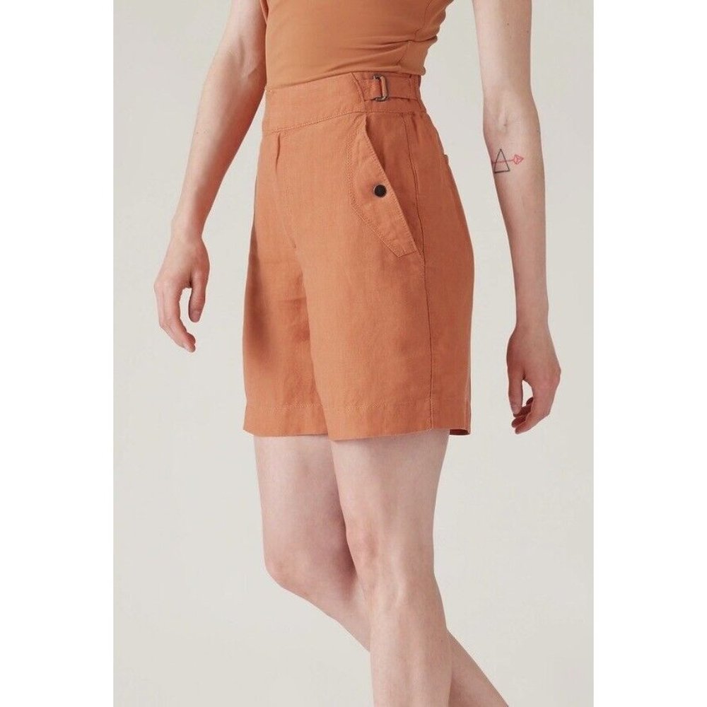 Athleta Voyager Linen Shorts Size 10 Sunbaked Cake (Red)